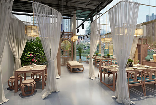 阳江200平禅意中式风格奶茶咖啡店装修设计效果图
