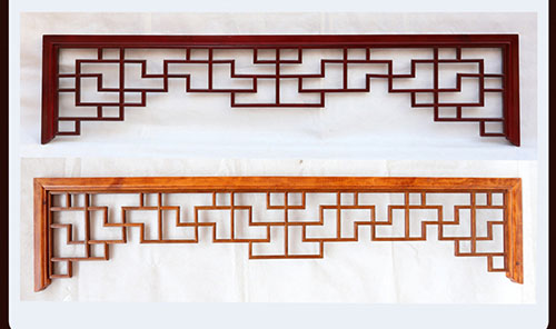 阳江中式花格吊顶门楣挂落仿古落地罩在实际案例中的展示