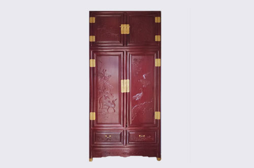 阳江高端中式家居装修深红色纯实木衣柜