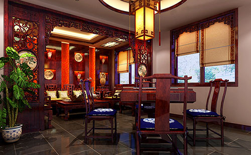 阳江古典中式风格茶楼包间设计装修效果图